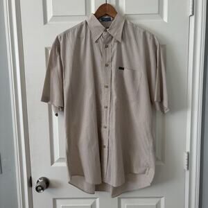 Vintage Faconnable Shirt Mens Large Stripe Short Sleeve Cotton Button Up USA